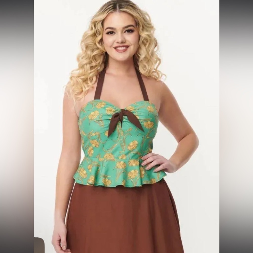 Unique Vintage Smiley collab halter top size medium
